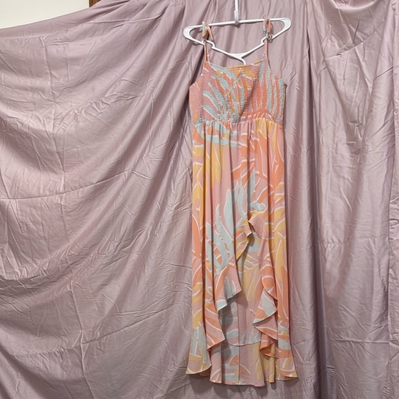 Crystal Doll Orange Pink One Shoulder High Low Dress - Picture 1 of 12